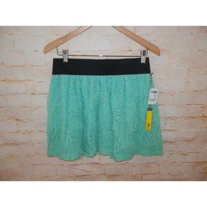 NEW Charlotte Russe Medium Green Raised Sheer Floral Layer Sexy Short Skirt 2614